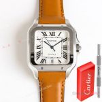 TW Factory 1-1 Copy Santos Cartier 39.8mm Men's Silvered Opaline Face Upgrade Clasp